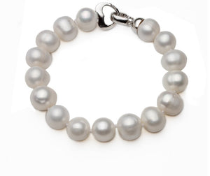 Near Round White Freshwater Pearl Bracelet Multiple Sizes