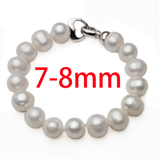 Near Round White Freshwater Pearl Bracelet Multiple Sizes