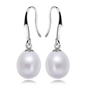 Graceful  Pearl Drop Earrings on 925 Sterling Silver Hook