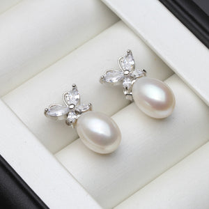 Angel Drop Freshwater Pearl Earrings on 925 Sterling Silver