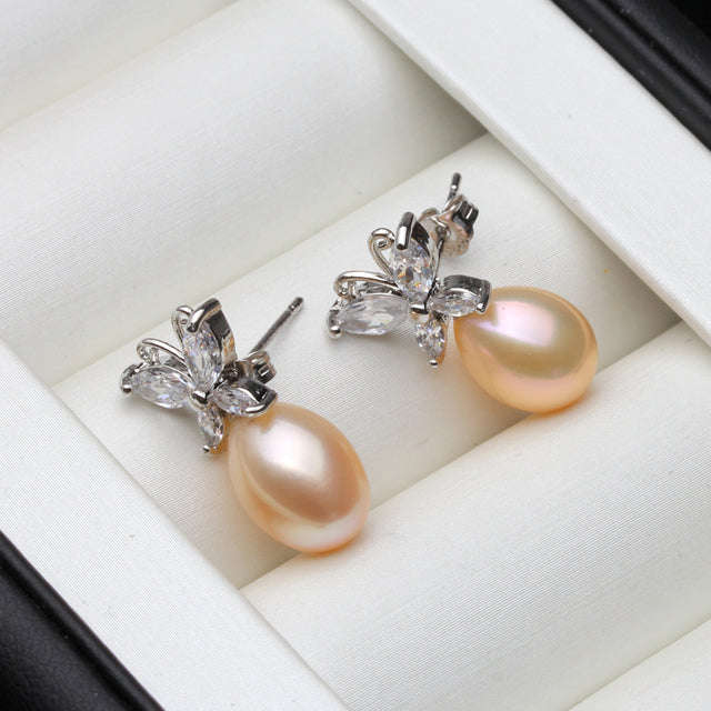 Angel Drop Freshwater Pearl Earrings on 925 Sterling Silver