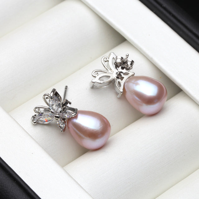 Angel Drop Freshwater Pearl Earrings on 925 Sterling Silver