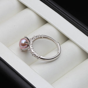 Natural Freshwater Pearl Leaf Ring on Adjustable 925 Sterling Silver Base.