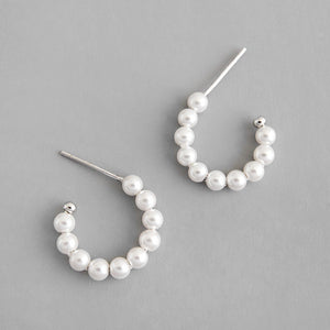 Freshwater Pearl Half Hoops on 925 Sterling Silver