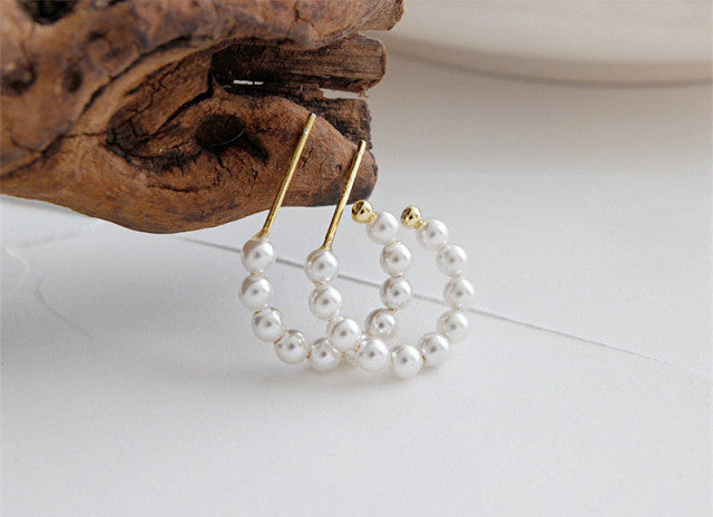 Freshwater Pearl Half Hoops on 925 Sterling Silver