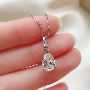 Gorgeous Pear Cut Created Moissanite Gemstone on a 18 inch 925 Sterling Silver Chain