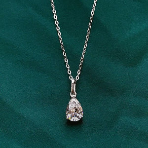 Gorgeous Pear Cut Created Moissanite Gemstone on a 18 inch 925 Sterling Silver Chain