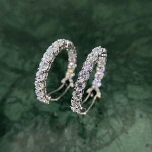 Elegant Moissanite Gemstone Hoop Earrings on 925 Sterling Silver