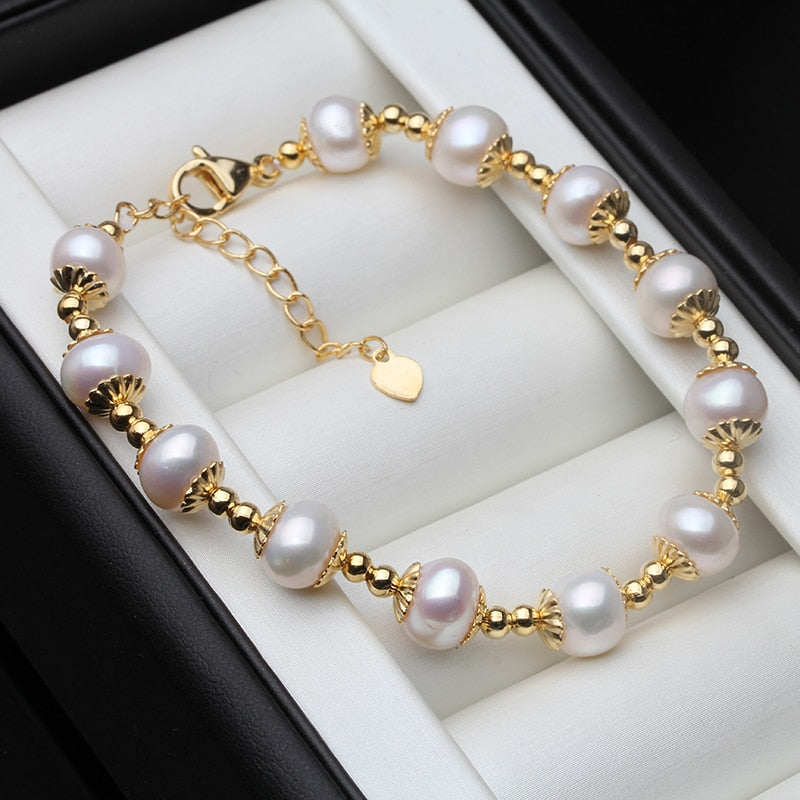 Sophia Mini Freshwater Pearl Bracelet - Gold – Nice Cream London