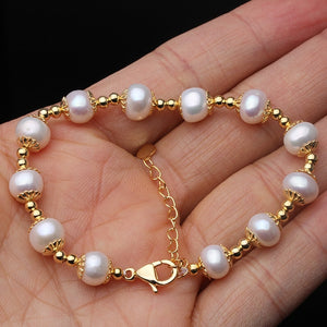 Authentic Freshwater Pearl Bracelet with 925 Sterling Silver