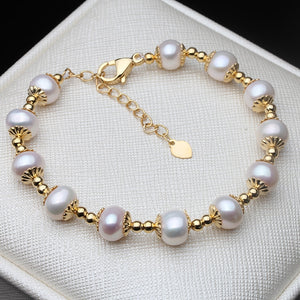 Authentic Freshwater Pearl Bracelet with 925 Sterling Silver