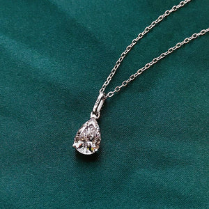 Gorgeous Pear Cut Created Moissanite Gemstone on a 18 inch 925 Sterling Silver Chain