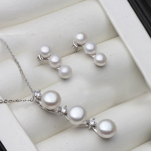 Authentic Freshwater Pearl Necklace and Earring Set