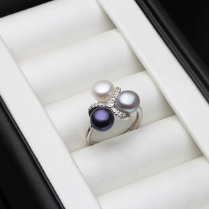 Natural Freshwater Pearl on 925 Sterling Silver Ring