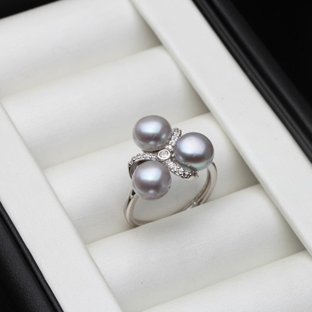 Natural Freshwater Pearl on 925 Sterling Silver Ring