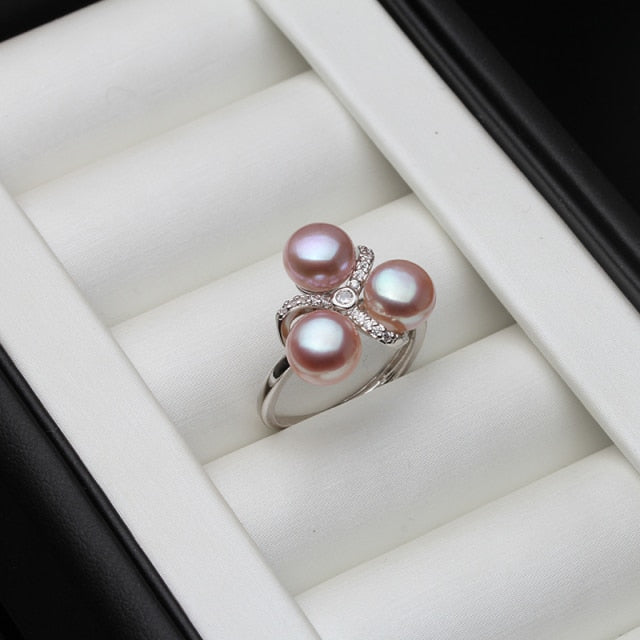 Natural Freshwater Pearl on 925 Sterling Silver Ring