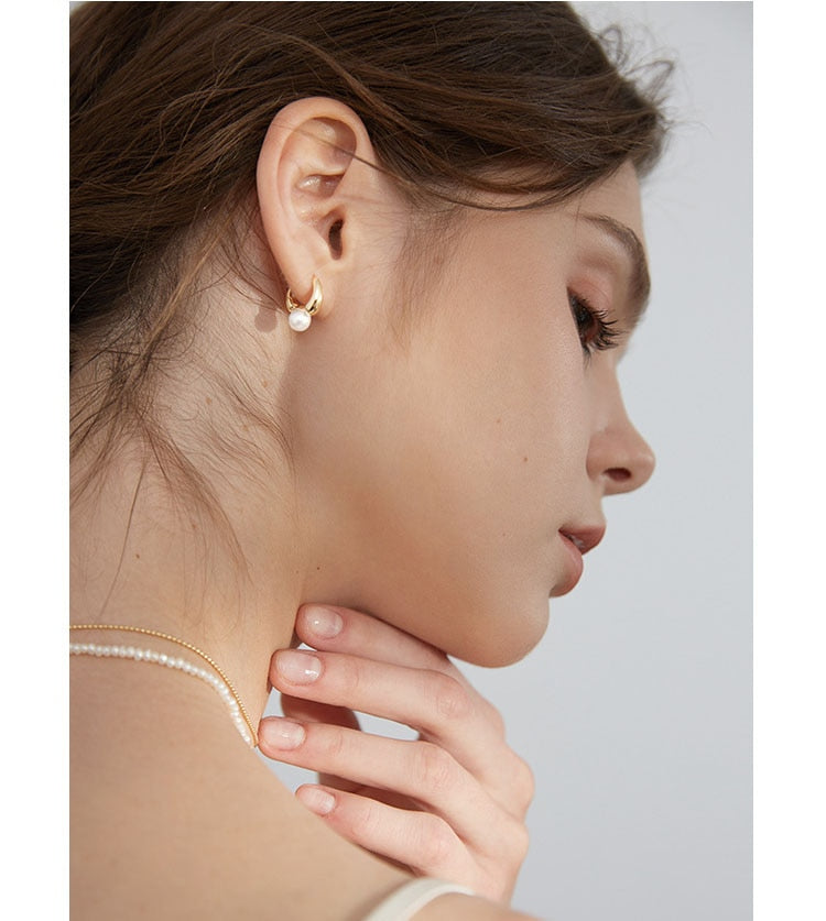 Harper Pearl Mini Hoop Earrings