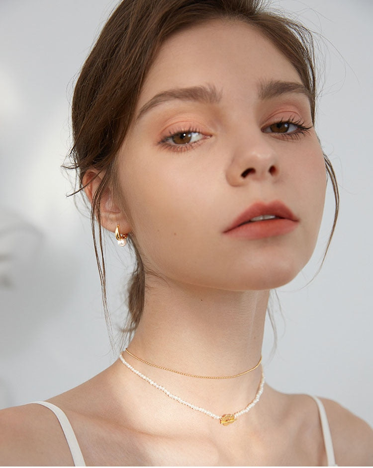 Harper Pearl Mini Hoop Earrings