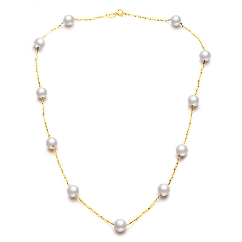 Floating Natural Pearls on a Delicate 18K Gold Chain