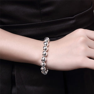 925 Sterling Silver 8mm/10mm Beaded 20cm Bracelet