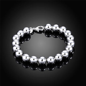 925 Sterling Silver 8mm/10mm Beaded 20cm Bracelet