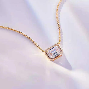 Stunning Emerald Cut 1.5 Carat Carbon Created Diamond 45cm Pendant Necklace on 925 Sterling Silver