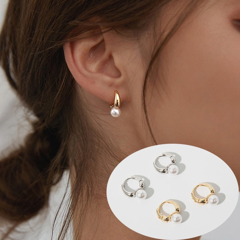 Harper Pearl Mini Hoop Earrings