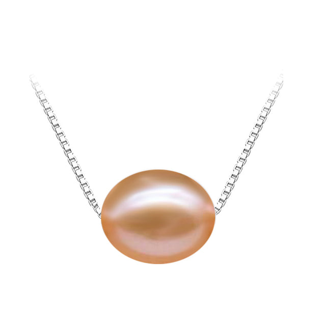 Natural Freshwater Pearl on 18inch 925 Sterling Silver Box Chain