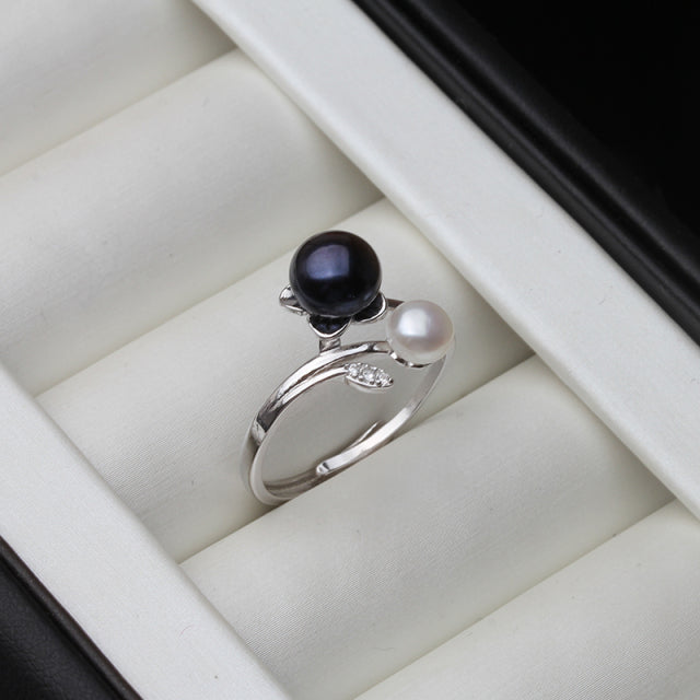 Sterling silver black pearl on sale ring