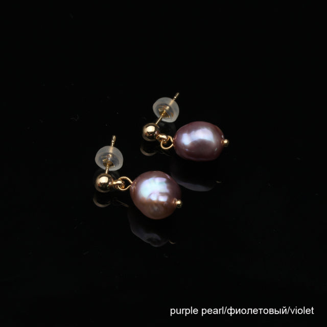 Elegant White Natural Pearl Stud Earrings on 925 Sterling Silver