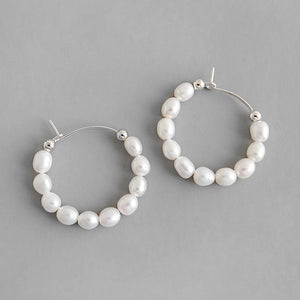 Freshwater Pearl Hoops on 925 Sterling Silver