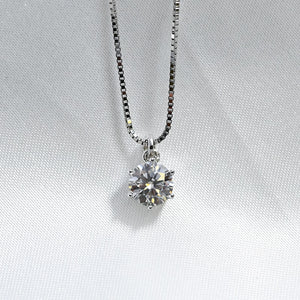 Classic 1 Ct. Round Cut Authentic Moissanite Gemstone Pendant Necklace on 925 Sterling Silver