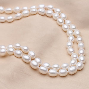 Multi Layer Natural Pearl Necklace With Silver Clasp