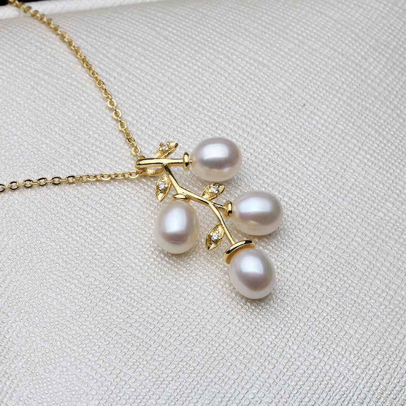 Gold Plate Vine With Natural Freshwater Pearls on 18inch Necklace