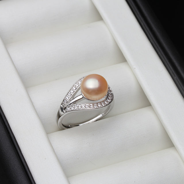 Resizable Real Natural Freshwater Pearl on 925 Sterling Silver